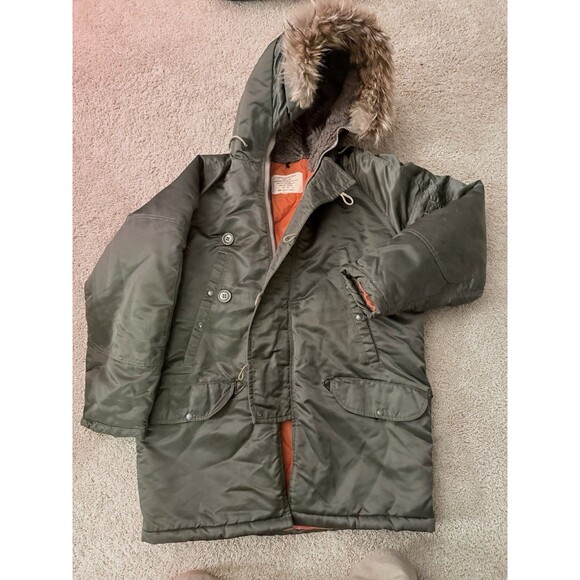 VTG 1960s Golden Fleece TYPE N-3B Flying Jacket Parka Coyote Fur Hood Mens 40 M - Picture 1 of 7